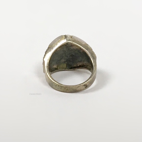 Vintage Silver 925 MOP & Marcasite Cocktail Ring - Picture 5 of 11